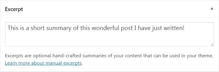 WordPress Excerpt metabox