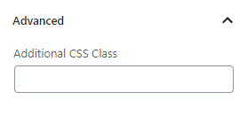 The advanced section lets you add a CSS class to your block.
