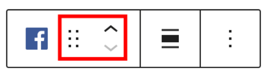 Block moving tools in the Facebook embed block toolbar