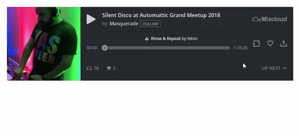 Preview of interactivity allowed with Mixcloud embed