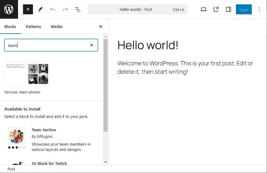Blocks found in the block directory