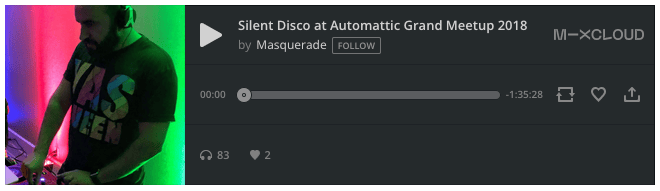 Preview of Mixcloud embed on front of site