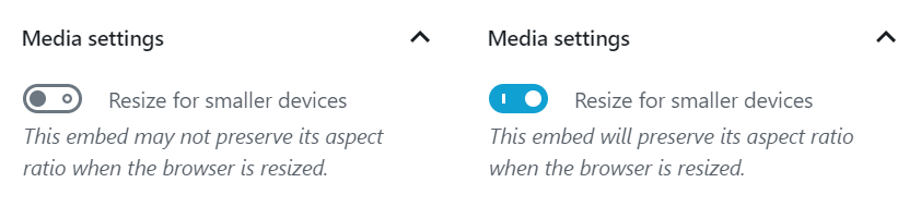 Media settings turned off in the vimeo block and Media settings turned on in the vimeo block