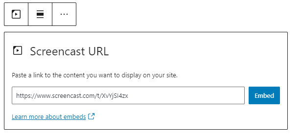Editing the block URL via the "edit" option.