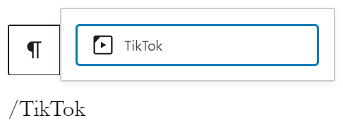 Adding the TikTok embed block