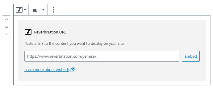 Editing the block URL via the "edit" option.