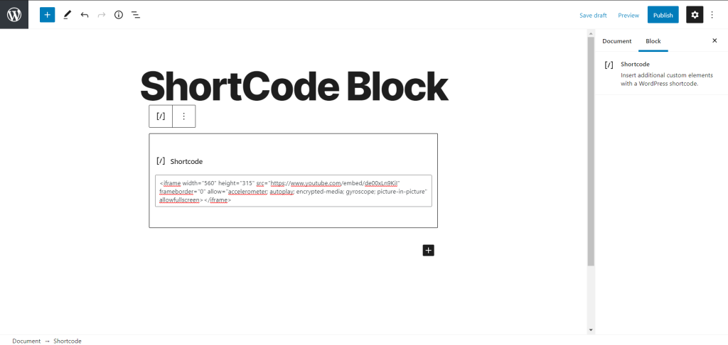 Shortcode Block Editor Sidebar