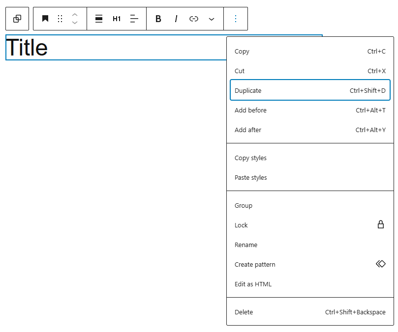 You can use the Duplicate option to duplicate your block right below the original.