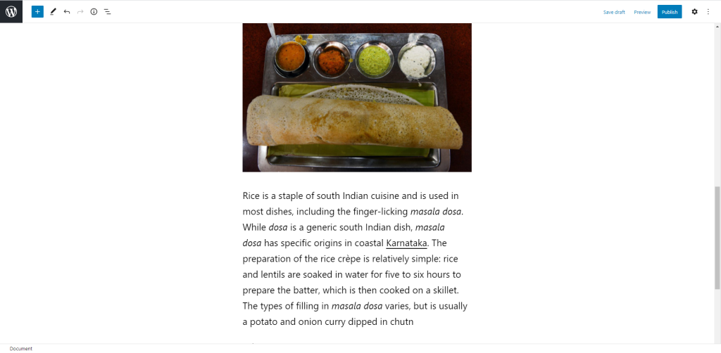 Visual editor screen with all content being deselected