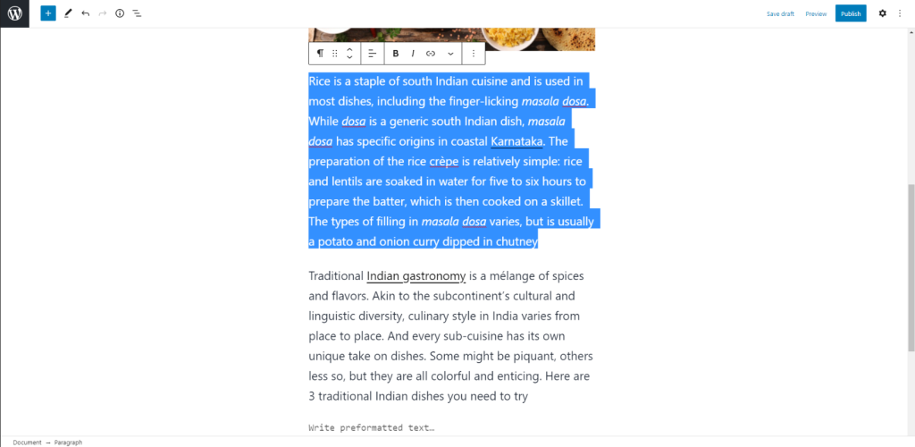 Visual editor screen with selected block moved