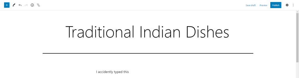 Visual editor screen with focus on Publish button