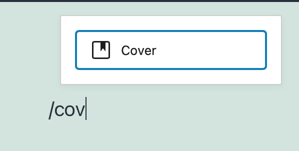 How to add the cover block to a page or post