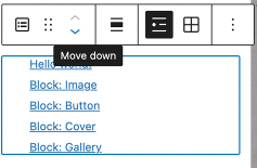 Reordering the Widgets using the up and down arrows