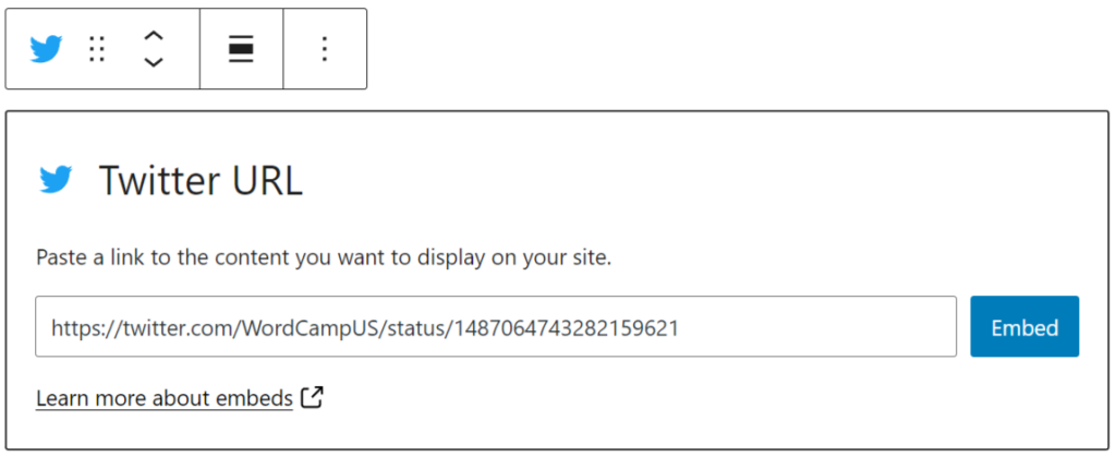 Twitter block embed view