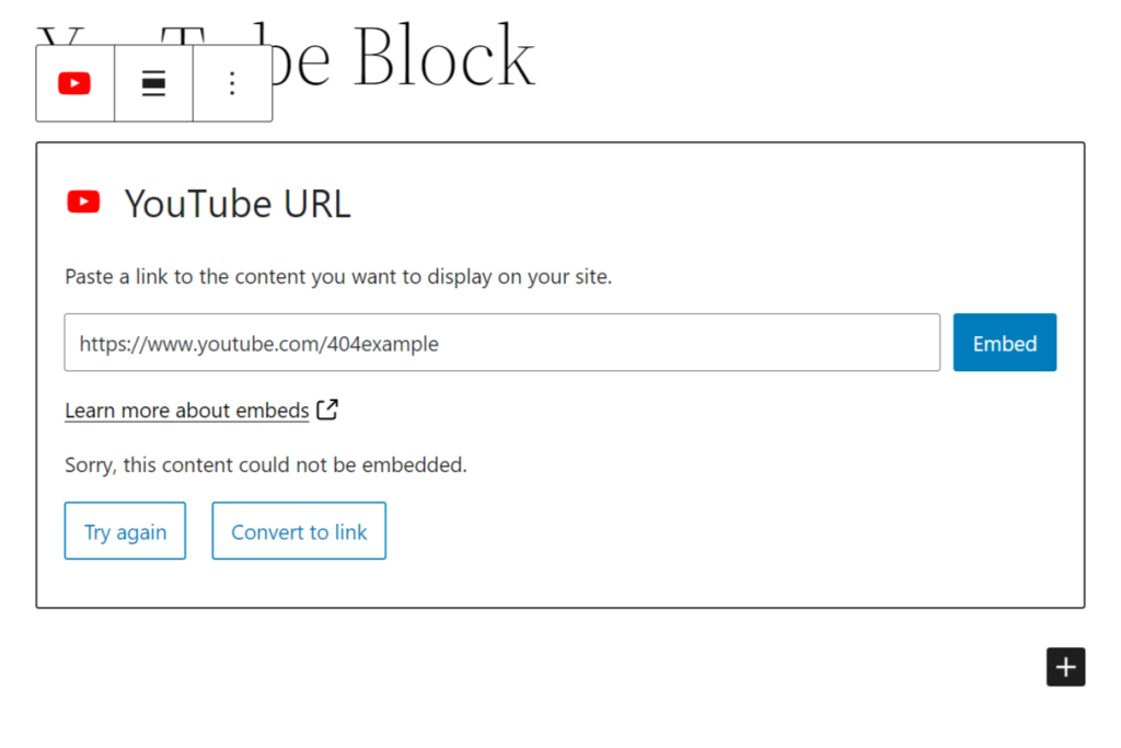 Sorry - Content cannot be embedded example from Youtube.