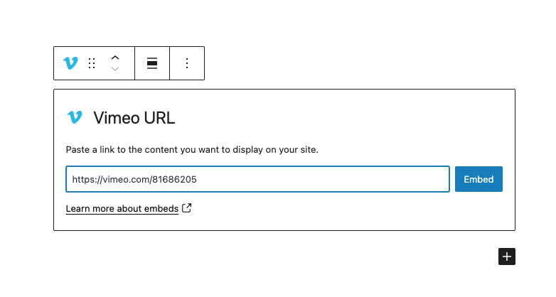 Edit URL in the vimeo block