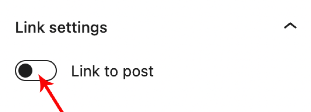 Link settings shows a toggle button to turn the Post Date into a link.