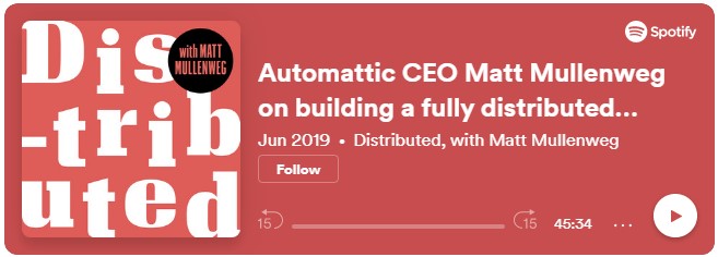 Spotify embed for a podcast 