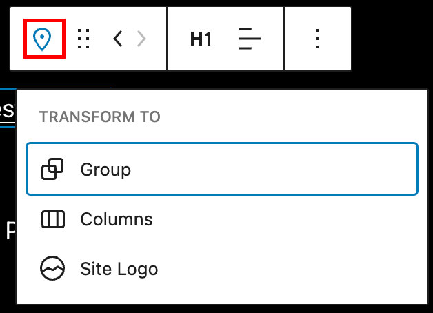 Transform options for Site Title Block