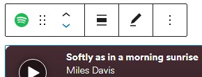 Spotify embed block toolbar