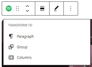 Transform option in the SoundCloud block