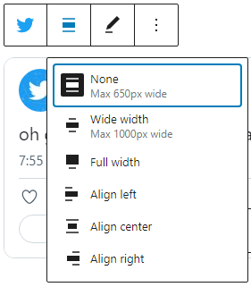 Change alignment in the Embed block