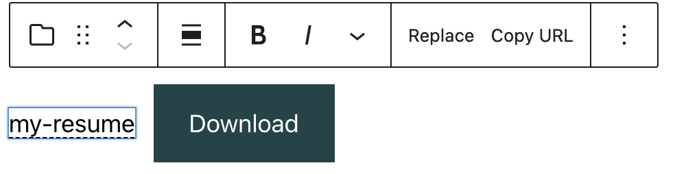 Block toolbar in the File block