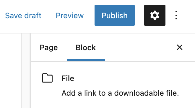 Cog icon in the File Block