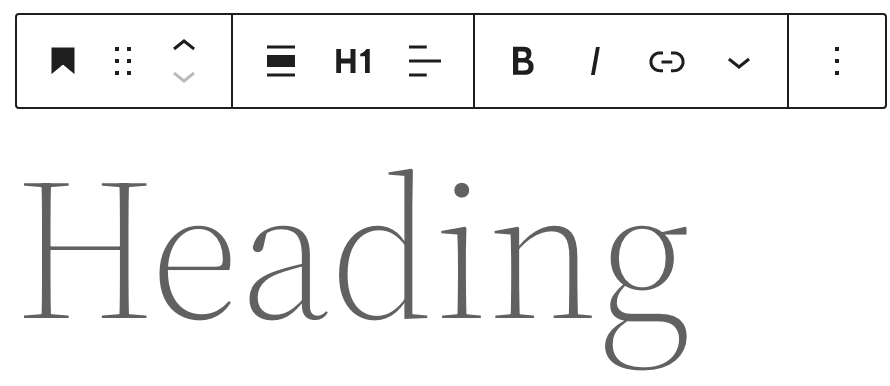 The heading block toolbar 