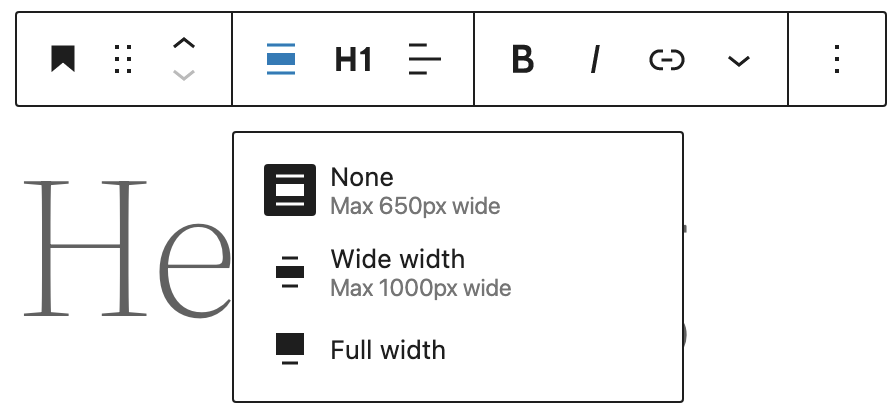 Change alignment in the Heading block