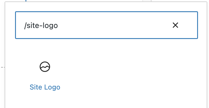 How to add Site Logo block by typing the block name