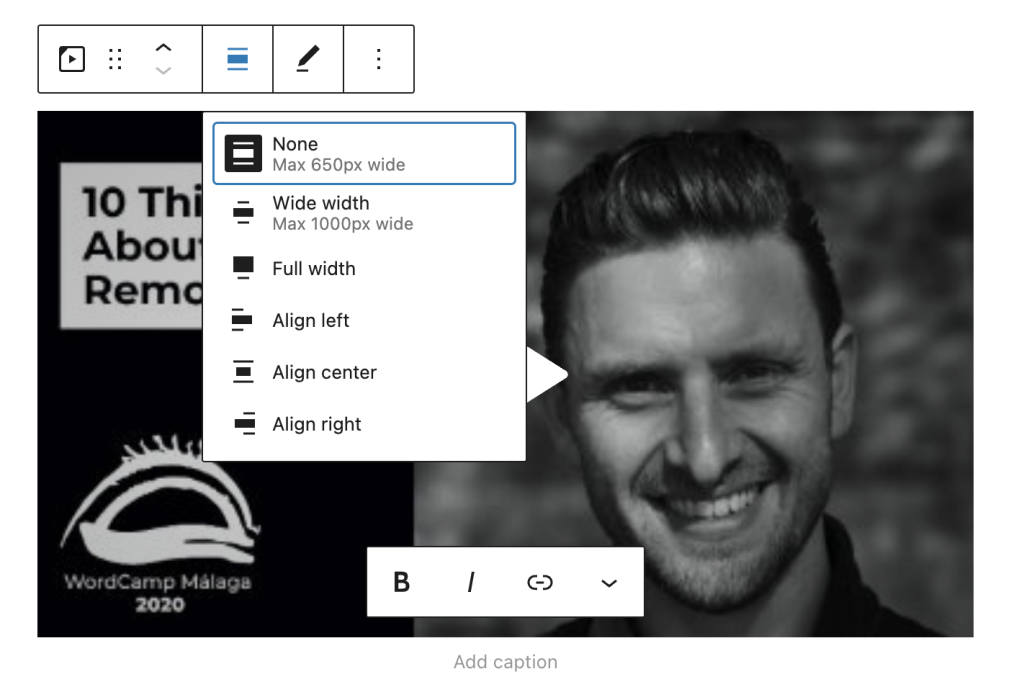 Change alignment in the WordPress.tv block