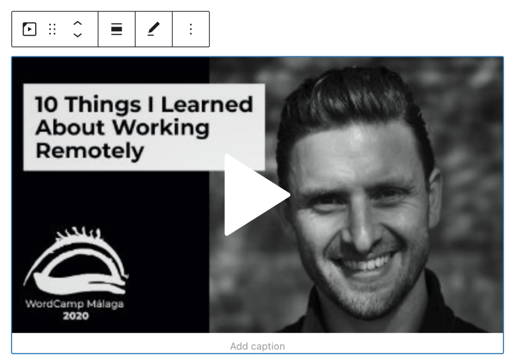Preview on the WordPress.tv block