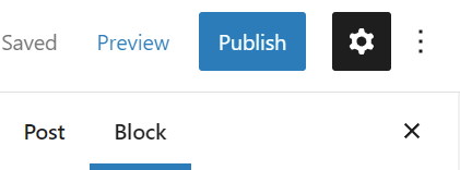 Block settings in the Image block