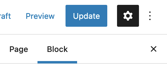 Block settings in the Page Break block