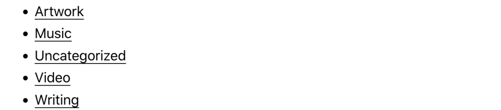 The Categories List block embedded in the Editor.