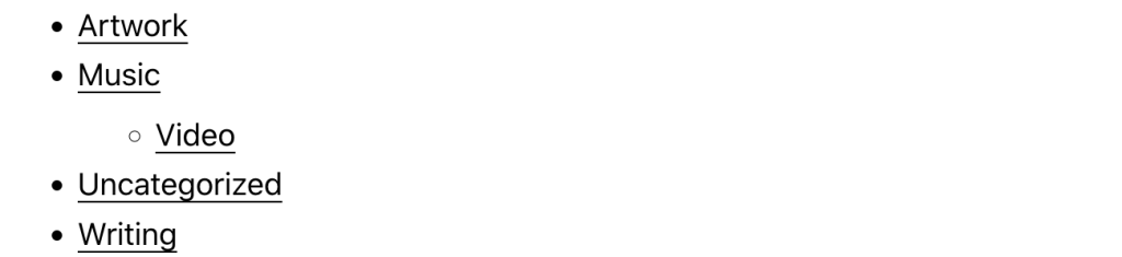 Categories with hierarchy shown