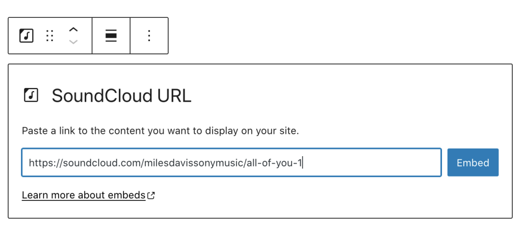 Paste the track's link into the text box.