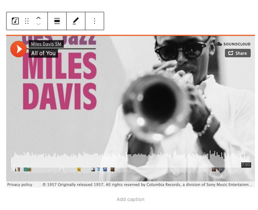 Preview of the SoundCloud Block