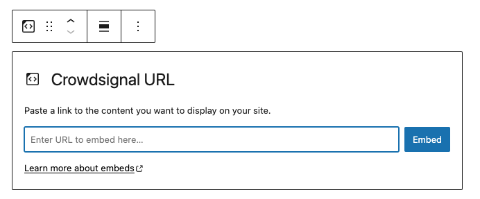Embed option for the Crowdsignal block to paste the URL.