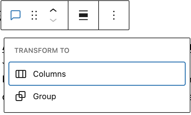 Transform tool in the Latest Comments block