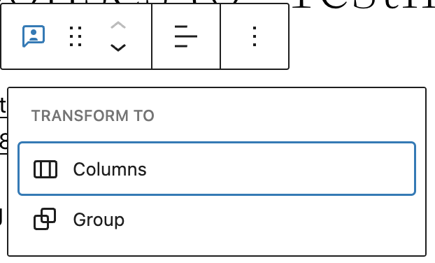 Transform option in the Comment Author Name block