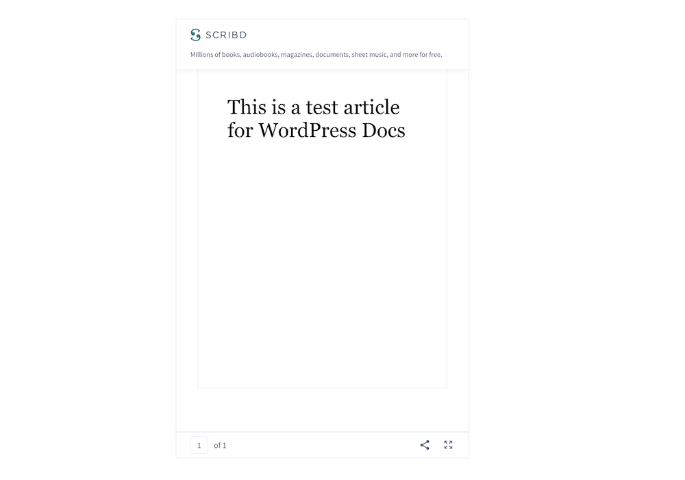 A test article from Scribd, using the Scribed Embed block.