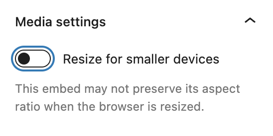 Media settings in the Slideshare embed block