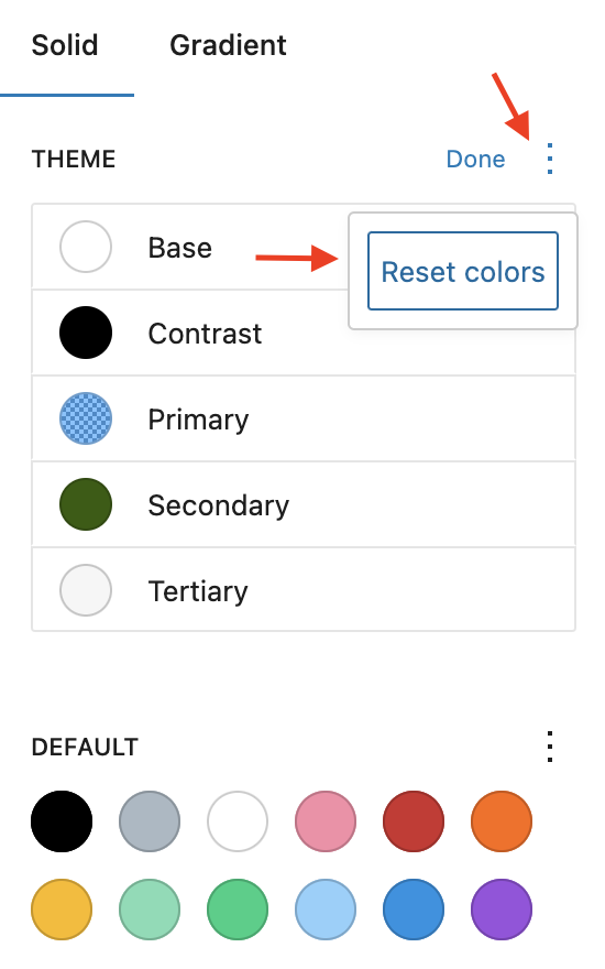 How to Reset the colors