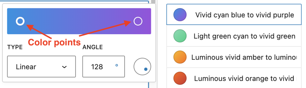 The two color points in the gradient