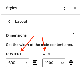 Setting the content widths in Layout Panel