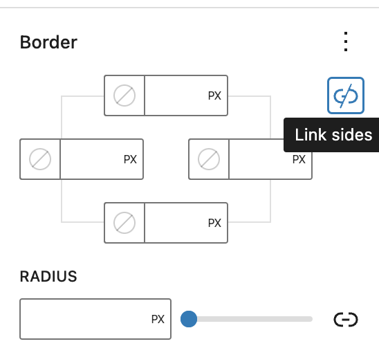 Border width unlinked.