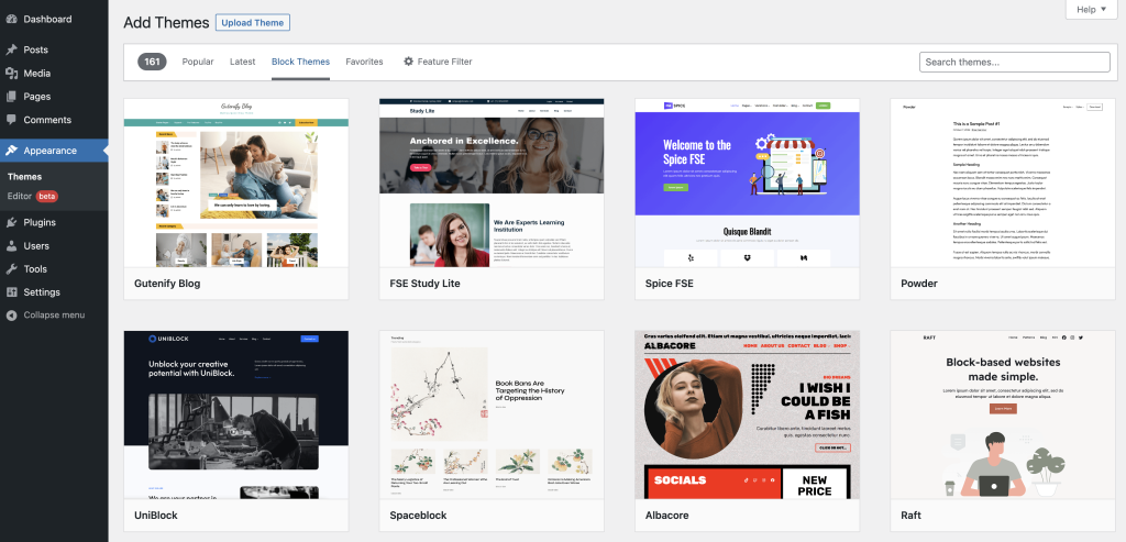 How to find a block theme