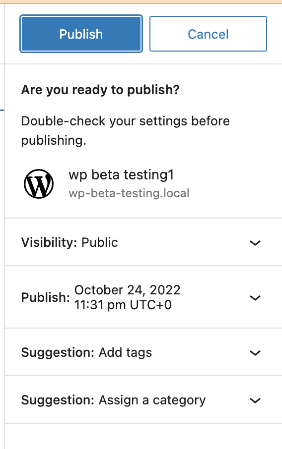 Pre publish checklist enabled